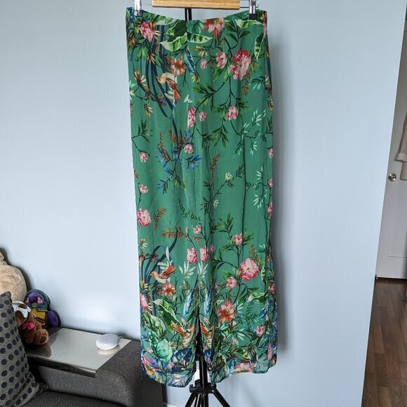 Wide Leg Flowy Green Floral Pants - El Corto Ingles Woman - Picture 3 of 13